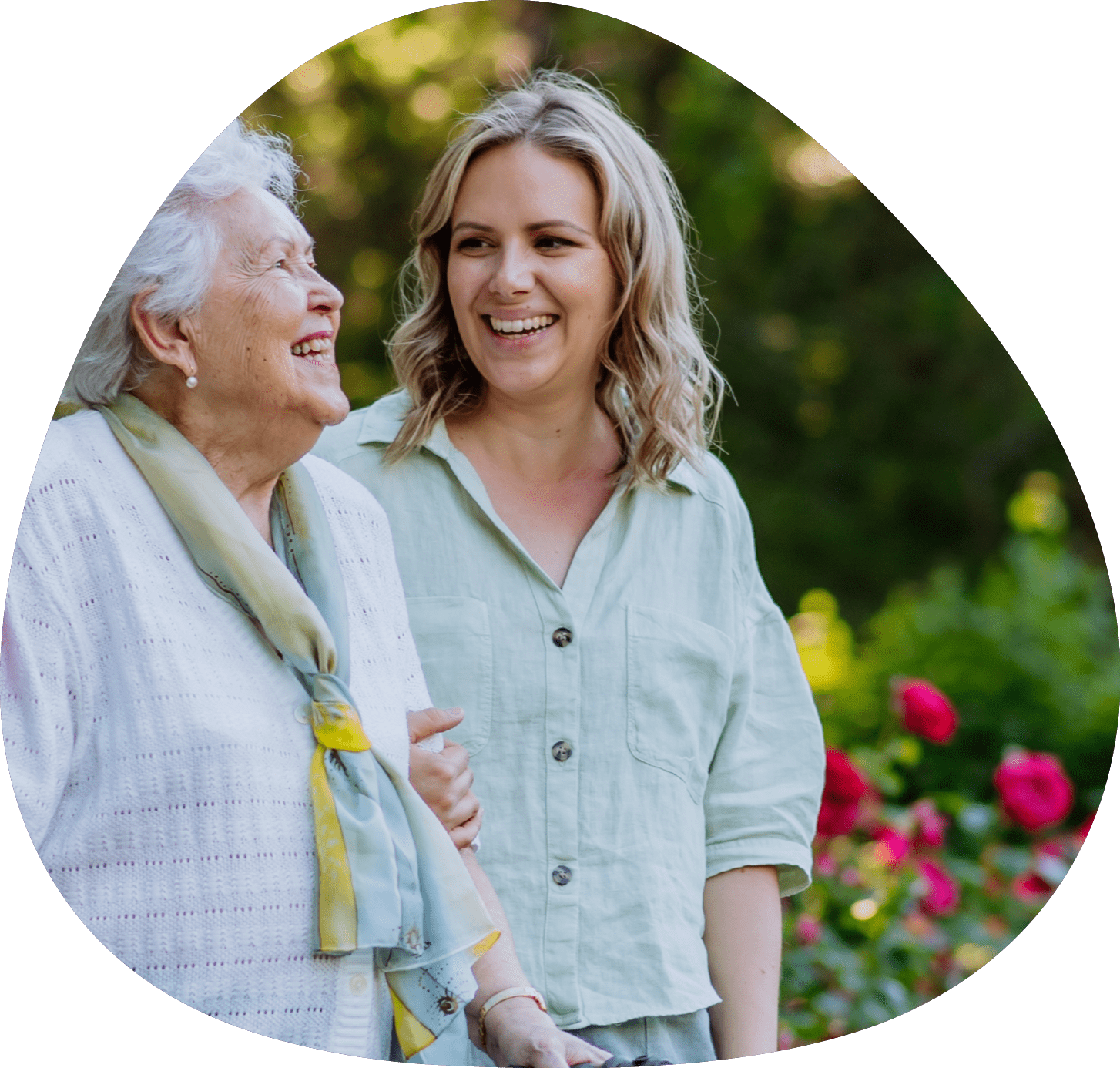 senior walking with an advocate