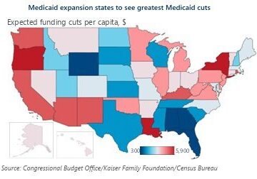 Medicaid cuts by state Medicaid cuts per capita by state