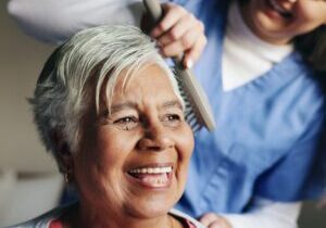 caring for elderly woman